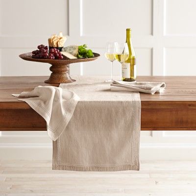 Linen Double Hemstitch Table Runner | Williams-Sonoma