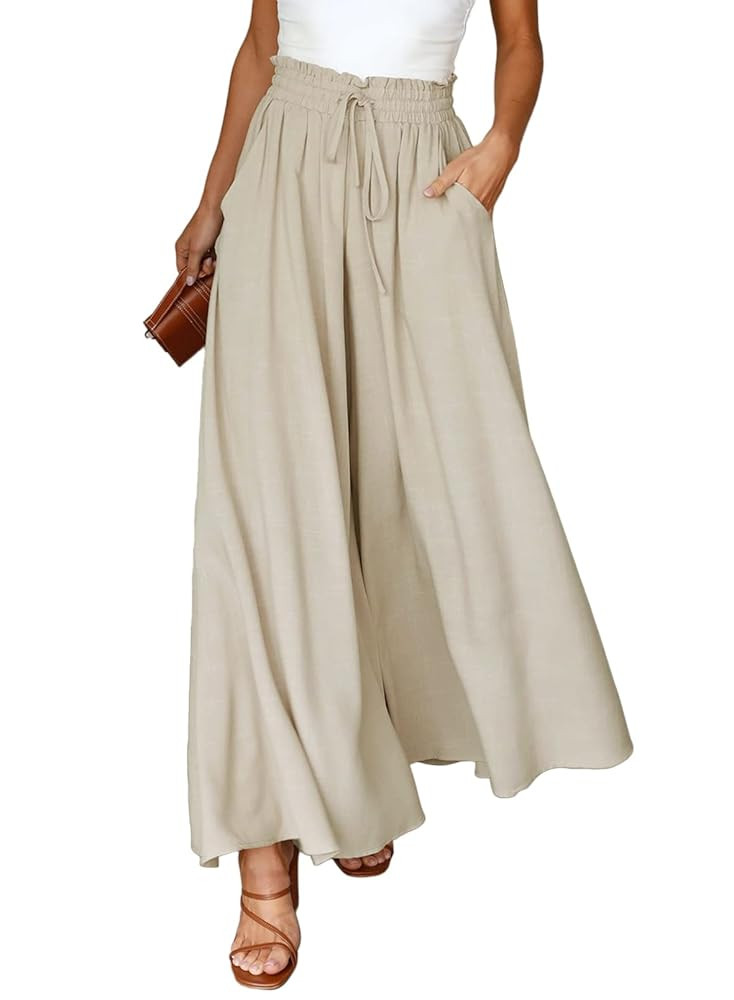 Dokotoo Pants for Women Casual Elastic Waist Wide Leg Pants with Pockets | Amazon (US)