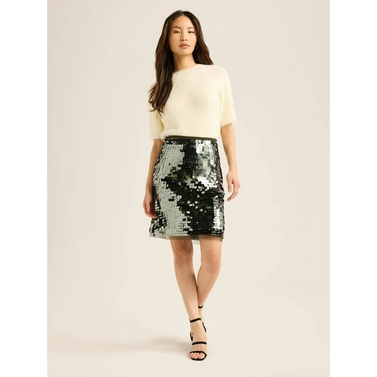 Scoop Women's & Women's Plus Paillette Sequin Mini Skirt, Sizes XS-4X | Walmart (US)