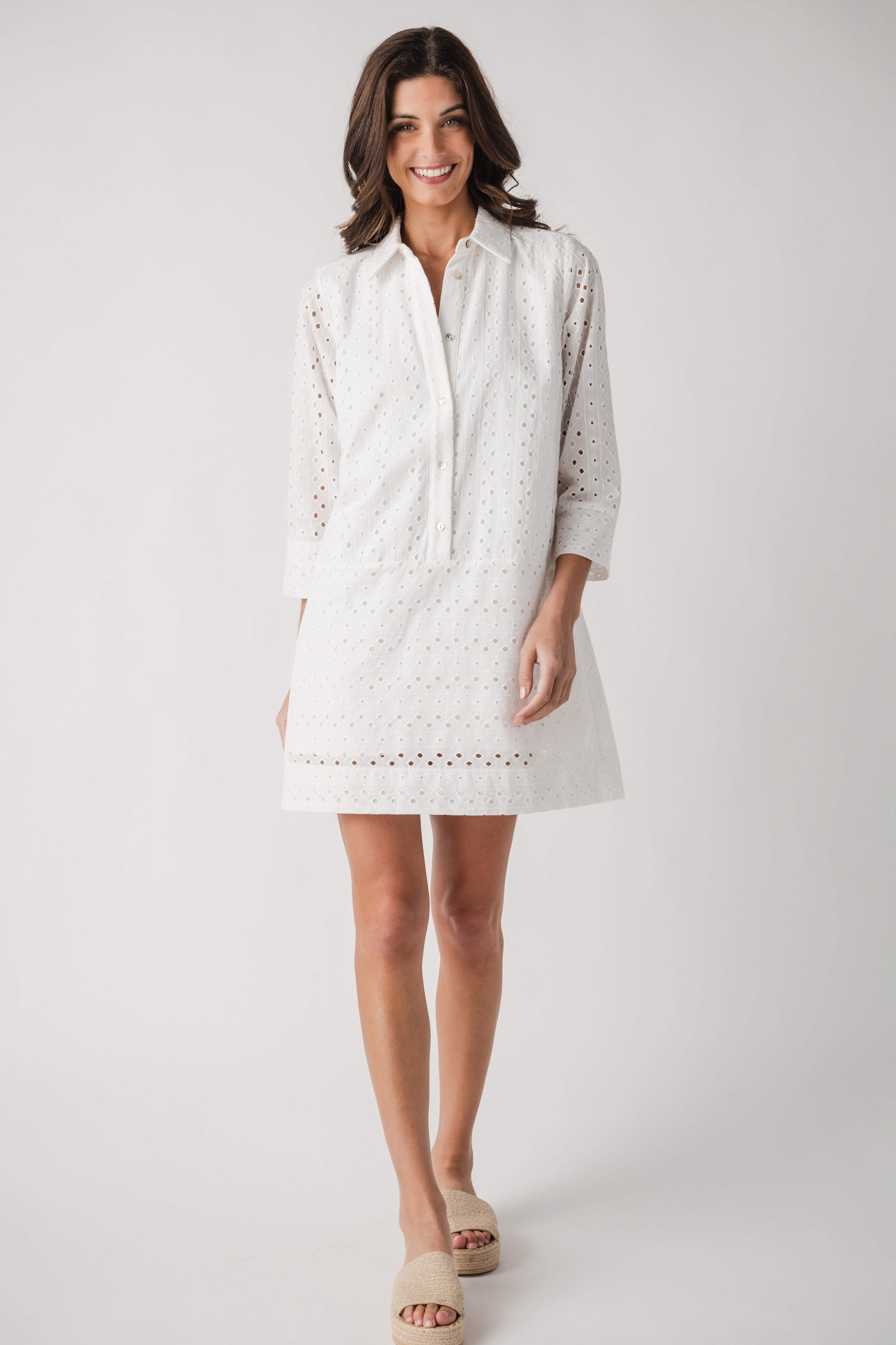 Pinch Eyelet Long Sleeve Dress | Social Threads