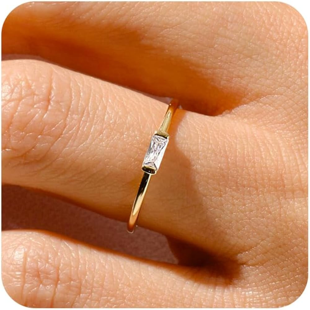 RLMOON Gold Birthstone Rings for Women Non Tarnish Gold Stackable Ring Dainty 14K Gold Plated Bag... | Amazon (US)