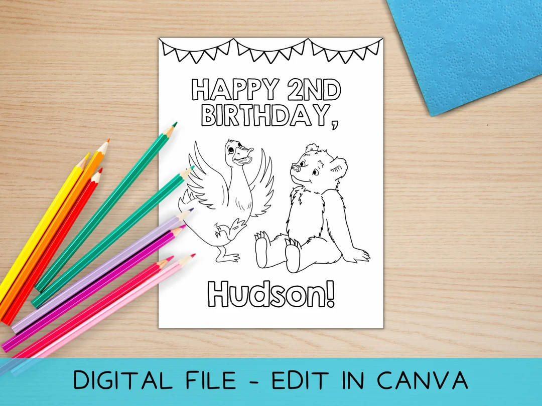 Little Bear - Coloring Page - Editable Template - Etsy | Etsy (US)