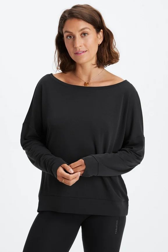 Eco Sleek Knit Boat Neck Pullover | Fabletics - North America