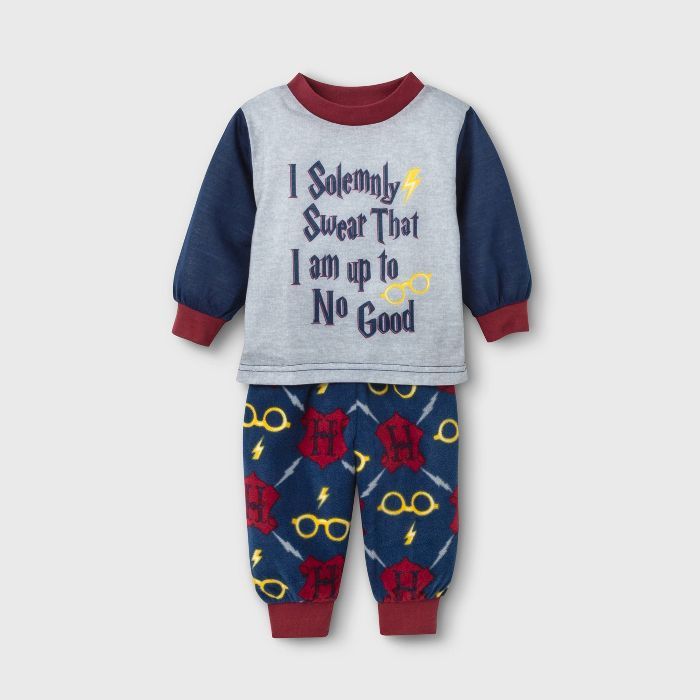 Baby Harry Potter Holiday "I Solemnly Swear" Pajama Set - Navy | Target