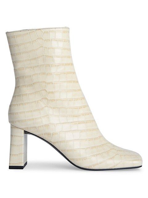 Celine Square-Toe Croc-Embossed Leather Ankle Boots | Saks Fifth Avenue