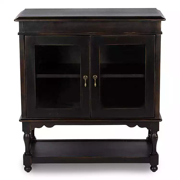 Distressed Black Wood 2-Door Dain Cabinet | Kirklands
