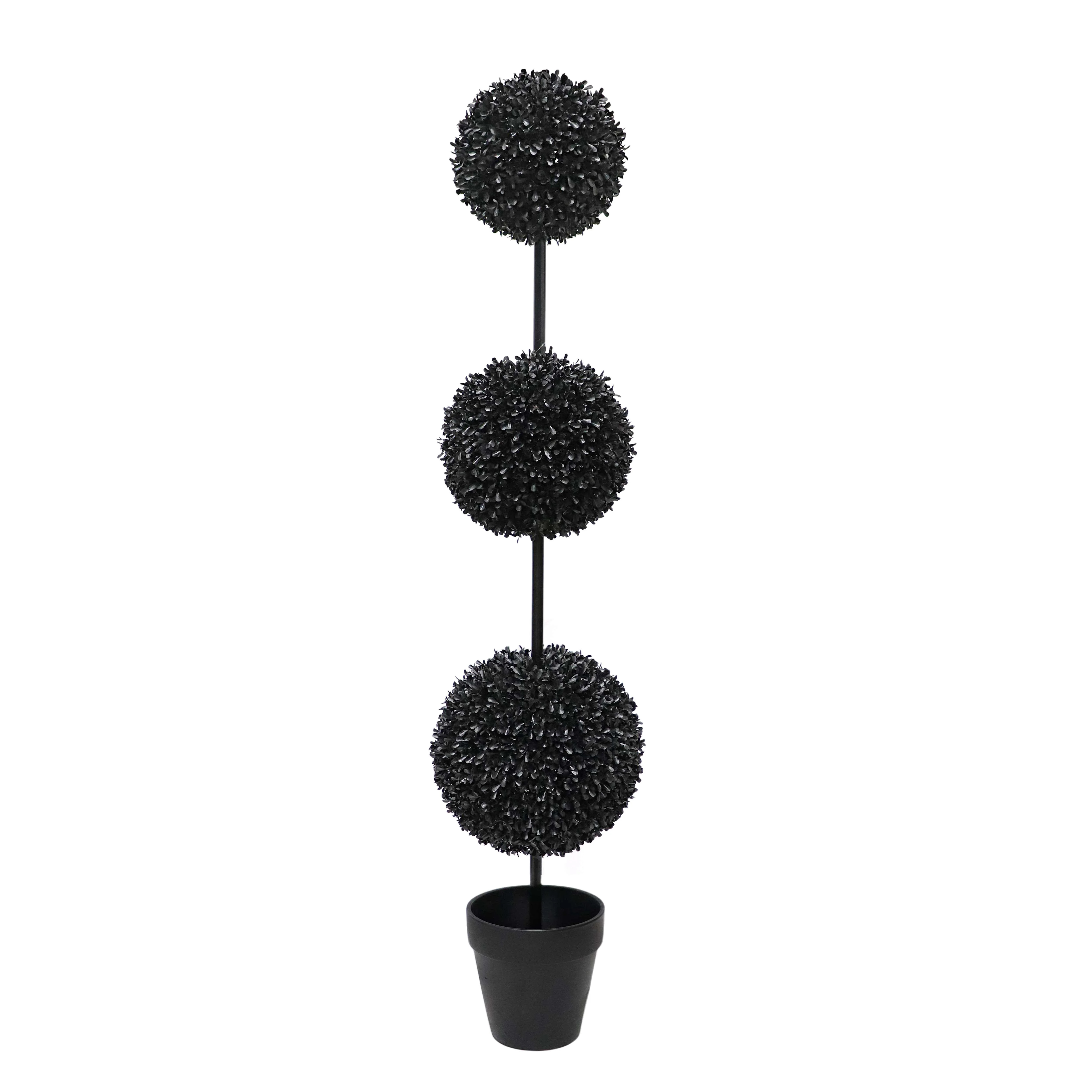 My Texas House Halloween Artificial 3-Ball Topiary, Black, 4' | Walmart (US)