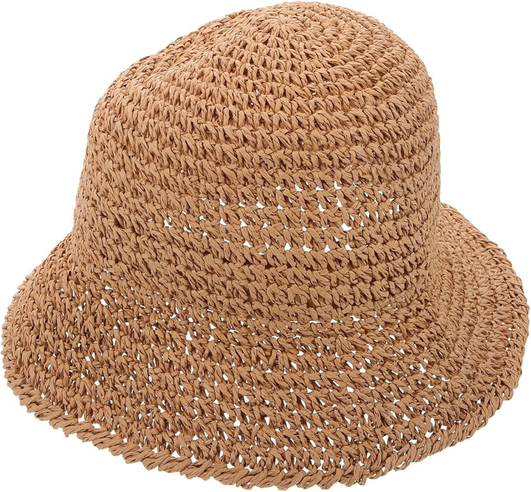 SAFIGLE Women's Summer Floppy Straw Sun Hat, Foldable Packable Wide Brim Beach Hat with UV Protection, Trendy Crochet Bucket Hat for Outdoor Adventures and Vacation Wear at Amazon Women\u2019s Clothing store | Amazon (US)
