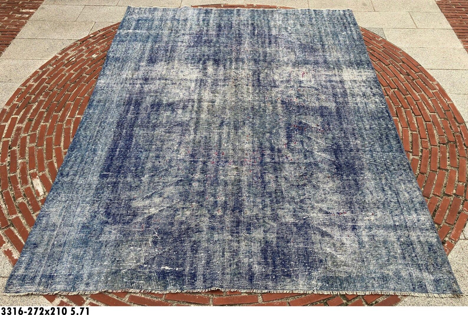 Blue Rug,272x210cm,8.9x6.9 ft,Overdyed Rug,Overdyed Carpet,Vintage Rug,Blue Carpet,Distressed Rug... | Etsy (US)
