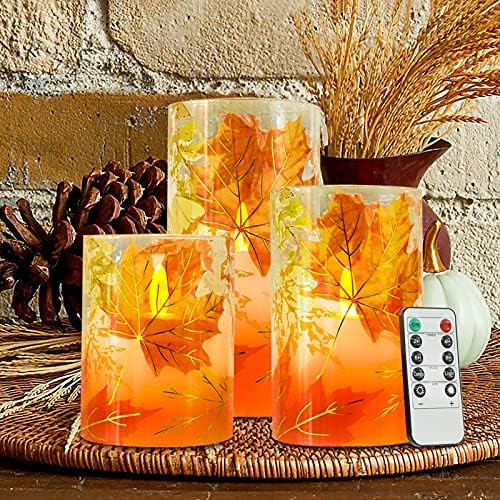 Petristrike Fall Flameless Candles, Autumn Maple Leaf Led Candles with Remote & Timer, Realistic Fli | Amazon (US)