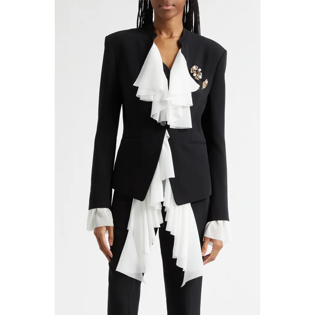 Cinq à Sept Maren Ruffled Blazer in Black at Nordstrom, Size 00 | Nordstrom