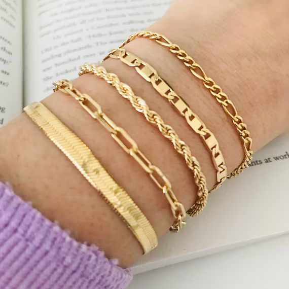 Stack Bracelet, Gold Filled Bracelet, Chunky Paperclip Bracelet, Gold Chain Bracelet Women, 18K G... | Etsy (US)