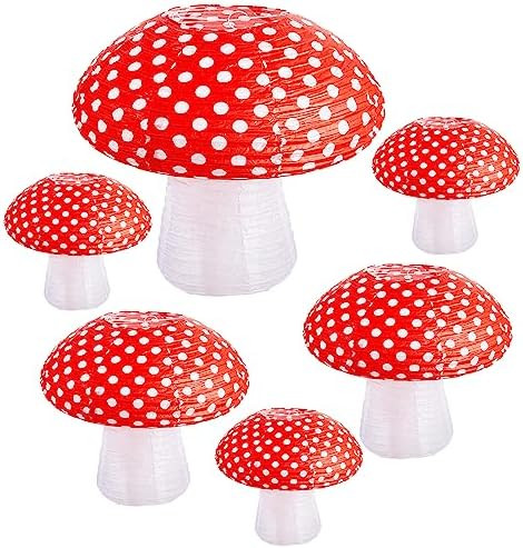 Mushroom Paper Lanterns 6 Pcs Mushroom Hanging Paper Lanterns 3 Size Paper Lantern Bedroom for Al... | Amazon (US)
