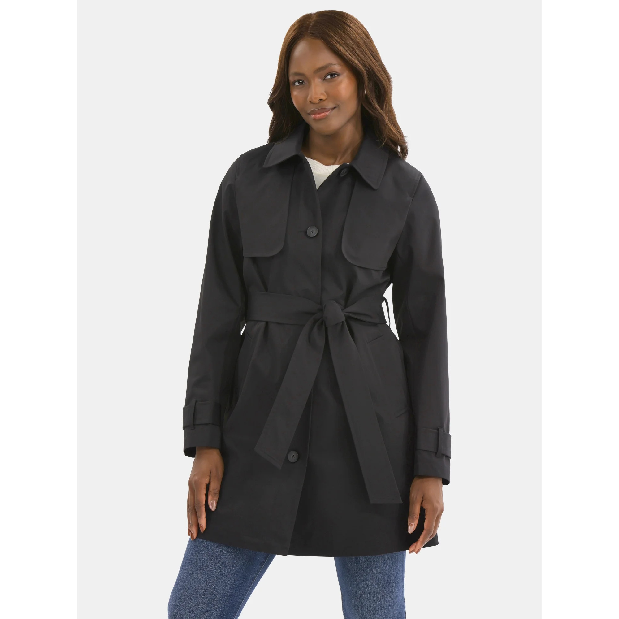 Time and Tru Women's Belted Trench Coat, Midweight, Sizes XS-2X | Walmart (US)