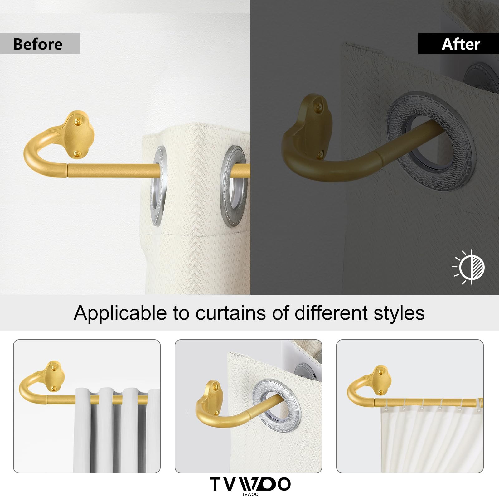 Wrap Around Curtain Rods,Gold Curtain Rods 28 to 48 Inch,5/8 Inch Adjustable Blackout Curtain Rod... | Amazon (US)