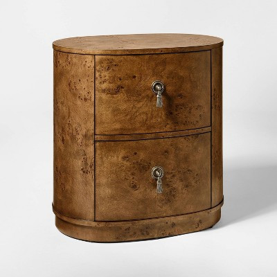 Burled Wood 2 Drawer Nightstand with Decorative Hardware Brown- Threshold™ designed with Studio McGee | Target