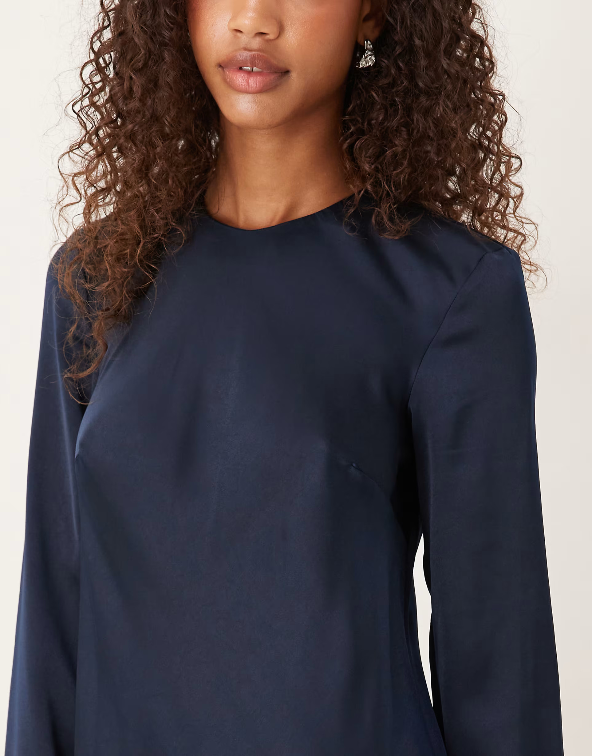 ASOS DESIGN seamed matt satin slip maxi dress in navy | ASOS (Global)