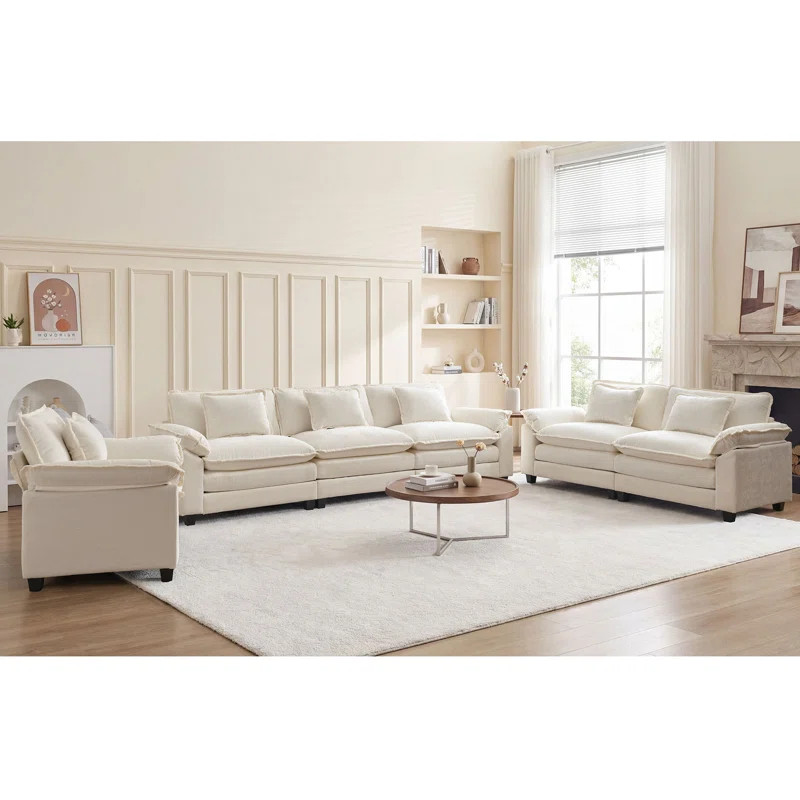 3 Piece Modular Sectional Sofa Sets, Deep Seats Living Room Couch Set With Oversized 120" Sofa, 8... | Wayfair North America
