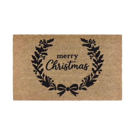 My Texas House Natural Merry Christmas Wreath Outdoor Coir Doormat, 18" x 30" | Walmart (US)
