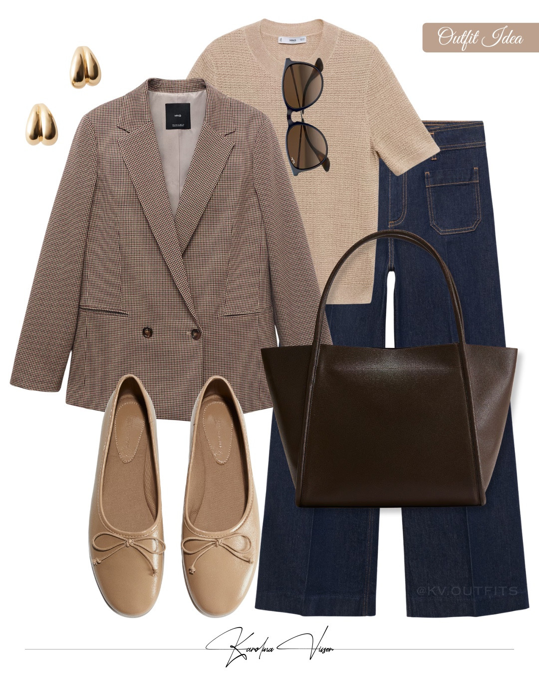 Classic Blazer Look 💼

Tags: houndstooth blazer mango knitted top wide leg jeans shopper bag dome earrings &otherstories brown sunglasses ray-ban beige ballet pumps h&m timeless style classic look workwear office look summer outfit

#LTKworkwear #LTKstyletip #LTKsummer