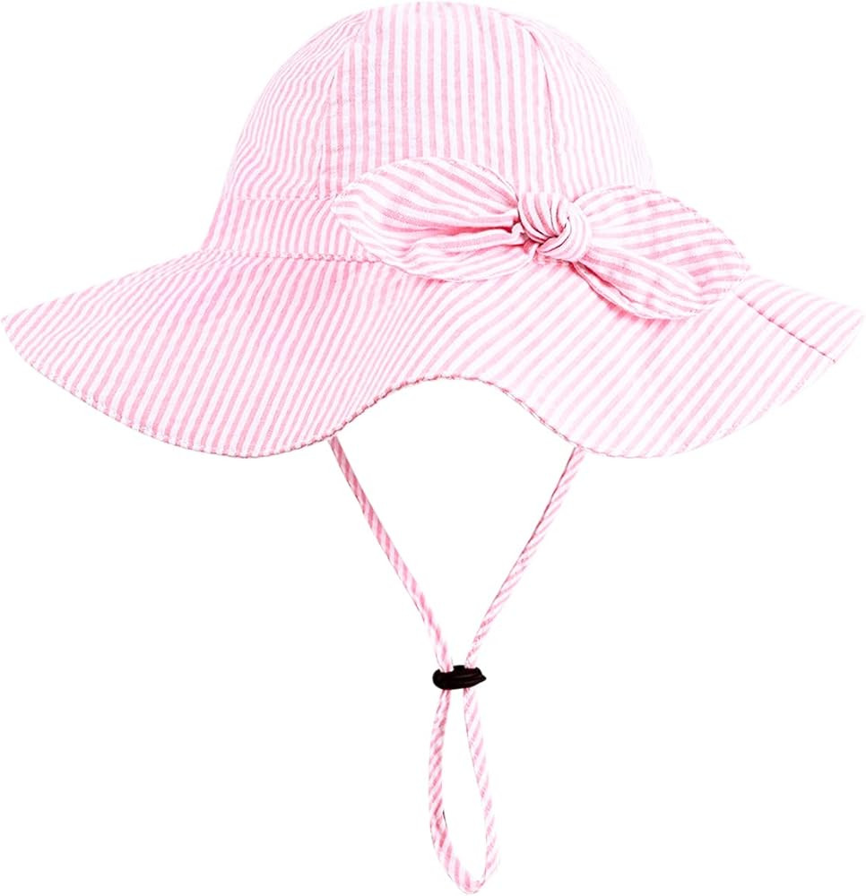 Baby Girl Sun Hat with UPF 50+ Outdoor Adjustable Beach Hat with Wide Brim Bucket Hats | Amazon (US)