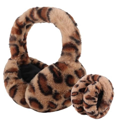 Yuoahcn Women Winter Ear Muffs Faux Fur Warm Earmuffs Lady Girls Plush Ear Warmers Outdoor Ear Covers Headband (Leopard coffee) | Amazon (US)