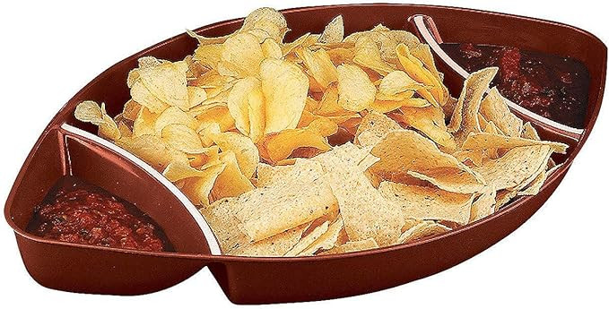 18" x 10 1/2" Football-Shaped 2-Dip Brown Plastic Serving Tray, 1 Piece, Great for Tailgating, Fo... | Amazon (US)
