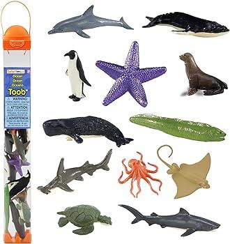 Safari Ltd. Ocean TOOB - 12 Mini Figurines: Sea Lion, Eagle Ray, Starfish, Turtle, Penguin, Octop... | Amazon (US)