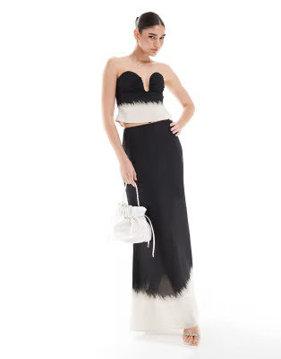 ASOS DESIGN ruched corset top & maxi skirt set in ombre print | ASOS (Global)