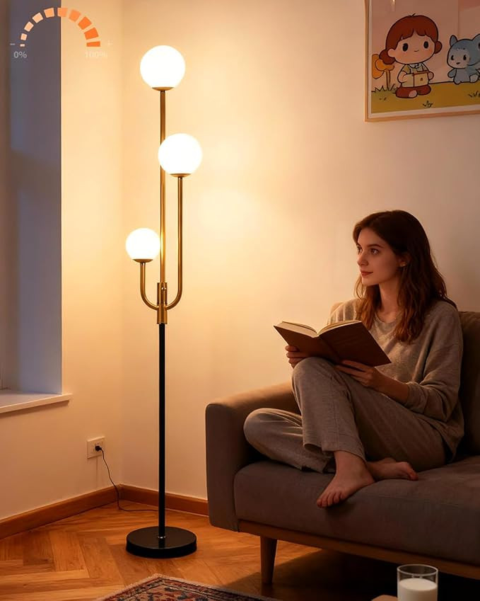 Lightdot 66IN Globe Floor Lamp 3-Lights Vintage Floor Lamps with 3000K Warm White Bulbs Included ... | Amazon (US)