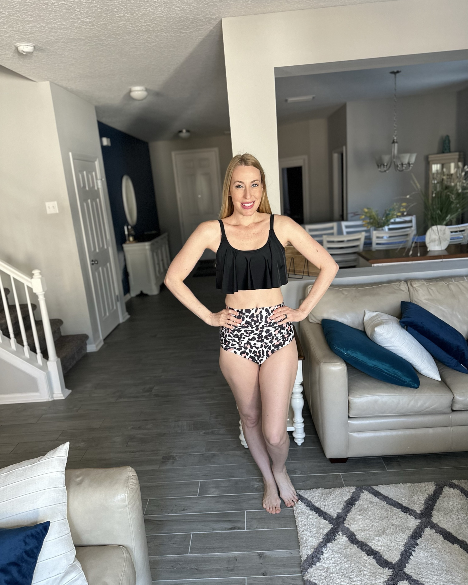 Black and leopard bikini swim set 
💓 I love this swimsuit. The top is so cute with the ruffled over layer. The bottoms are super high waisted providing tummy control. 
💓 wearing size small, fits true to size and I am 5’10”

#LTKSwim #LTKStyleTip #LTKFindsUnder50