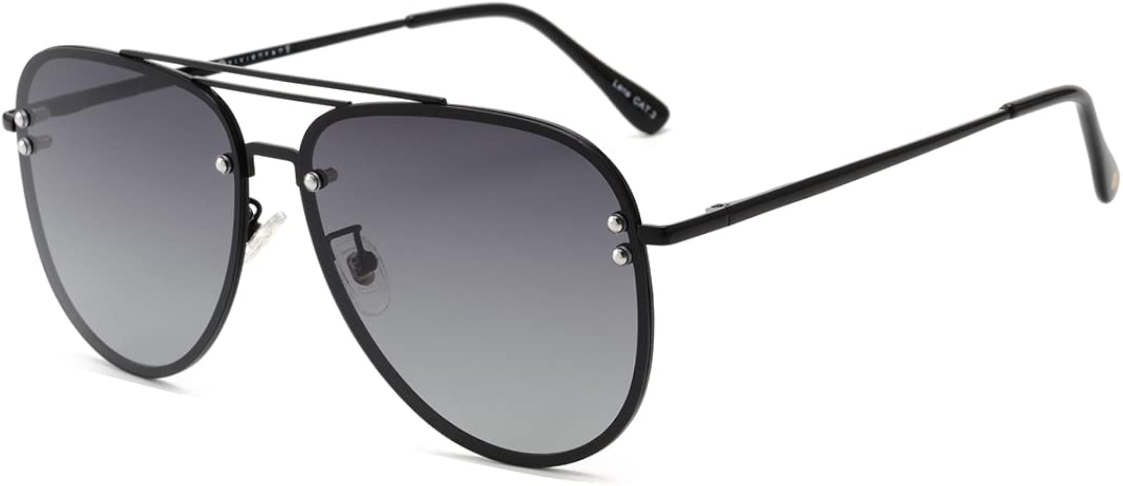 VIVIENFANG Premium Polarized Aviators Sunglasses for Women, Flat Top with Studds Gradient Smoke S... | Amazon (US)