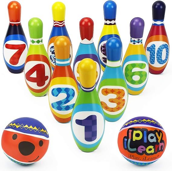 Amazon.com: iPlay, iLearn Kids Bowling Toys Set, Toddler Indoor Outdoor Activity Play Game, Soft ... | Amazon (US)