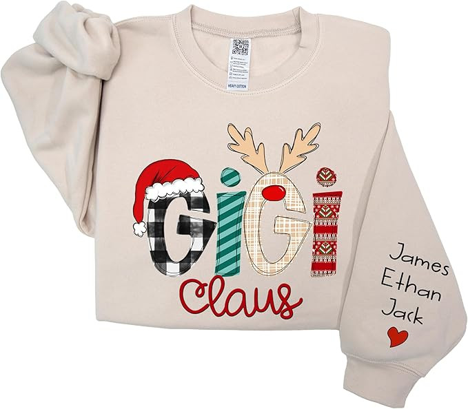 Godmerch Grandma Claus Sweatshirt Personalized Grandma Nickname with Kid Names, Custom Grandma Gi... | Amazon (US)