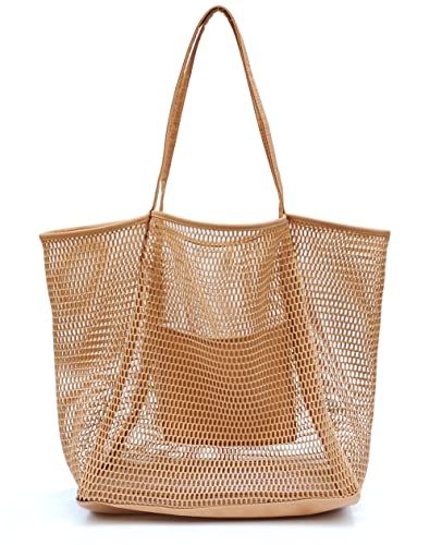 HOXIS Mesh Beach Tote Womens Shoulder Handbag | Amazon (US)