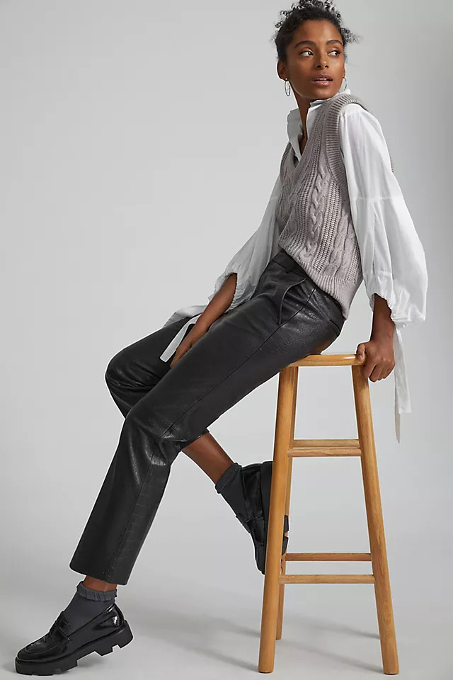 Leather Straight Pants | Anthropologie (US)