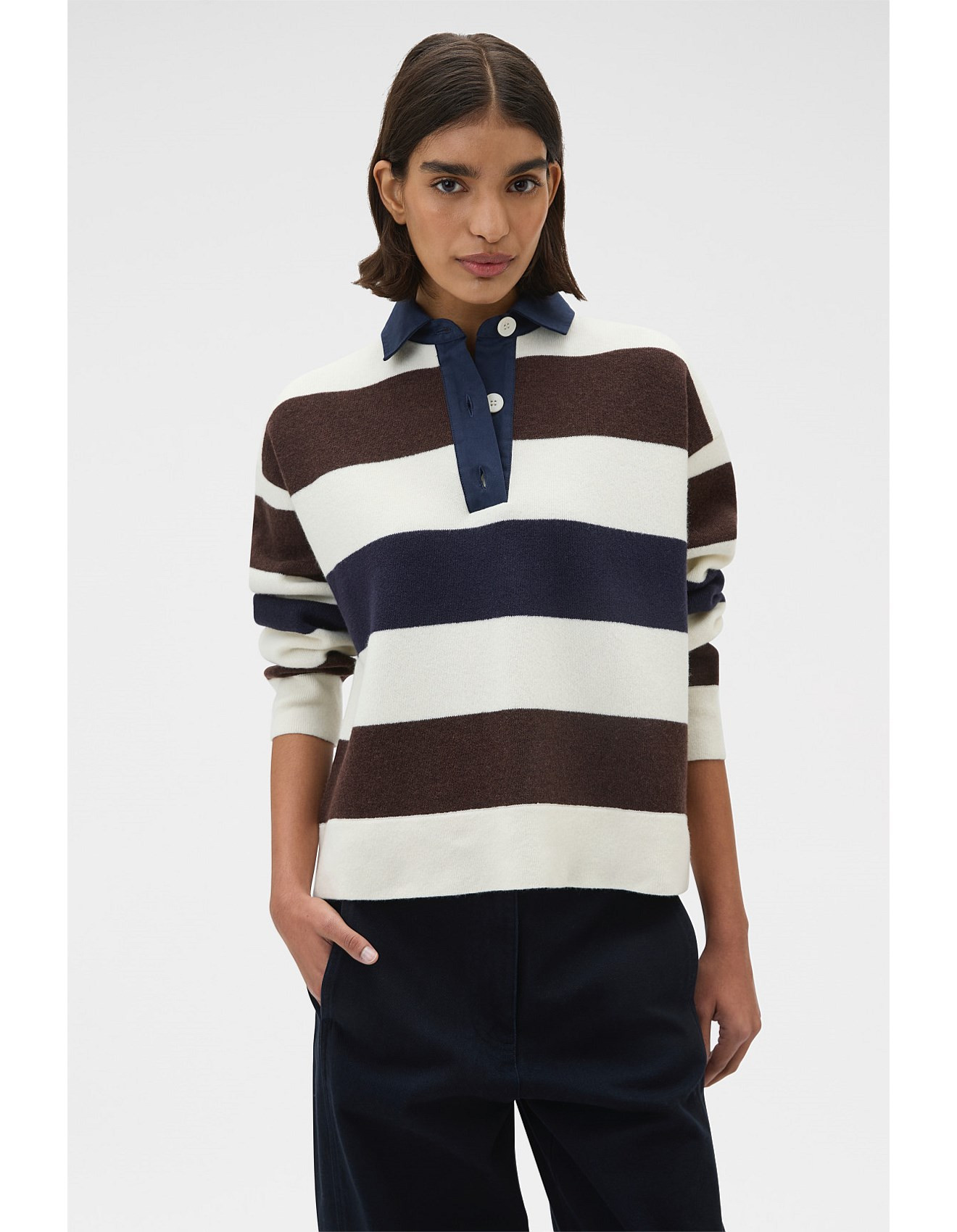 Contrast Collar Rugby Knit | David Jones (Australia & New Zealand)
