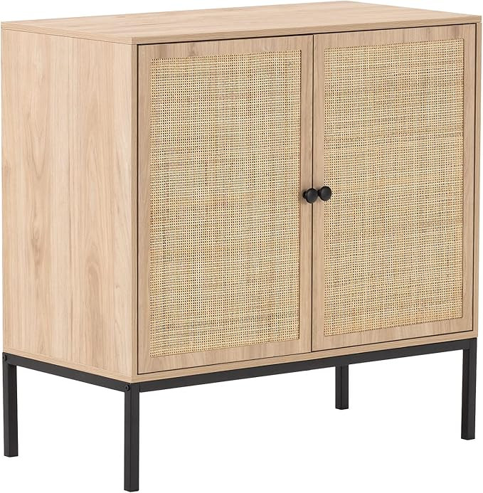 XIAO WEI Sideboard with Handmade Natural Rattan Doors, Rattan Cabinet Console Table Storage Cabin... | Amazon (US)