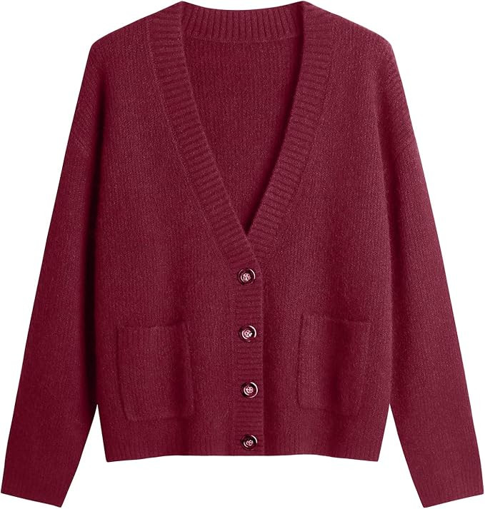 Women's Knit Cardigans Open Front Long Sleeve V Neck Button Down Loose Cardigan Sweaters Cable Kn... | Amazon (US)