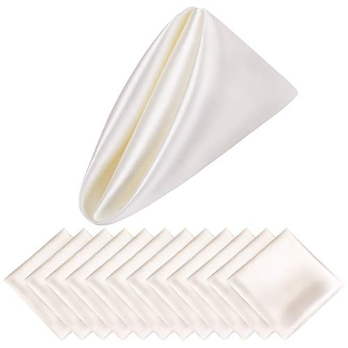 Aneco 12 Pieces Satin Napkin Square 20 x 20 Inches Dinner Napkins Weddings Party Napkin Soft Table Napkins for Romantic Weddings Party Dinner Decoration (Ivory) | Amazon (US)