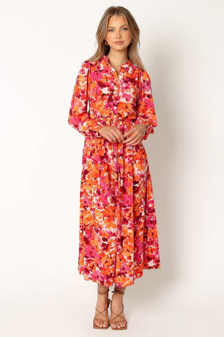 Candee Long Sleeve Maxi Dress - Red Orange | Petal & Pup (US)