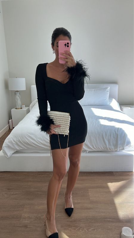 *Obsessed* with this feather sleeved LBD for autumn weddings to holiday parties : NYE! Use code: JESSI20 for 20% off on new accounts/ first time orders! | wearing size XS but could also go for a S for more length! ✨

✨Mini dress party dress cocktail lulus 

#LTKparties #LTKwedding #LTKfindsunder100