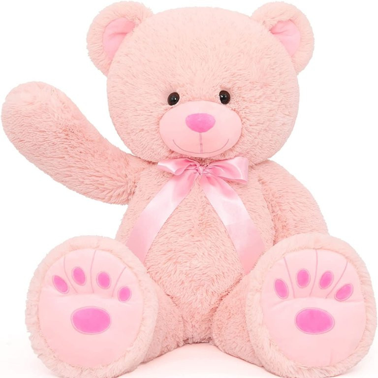 MorisMos Pink Giant Teddy Bear 35.4" Stuffed Animal Soft Big Plush Toy with Bowknot and Footprint | Walmart (US)