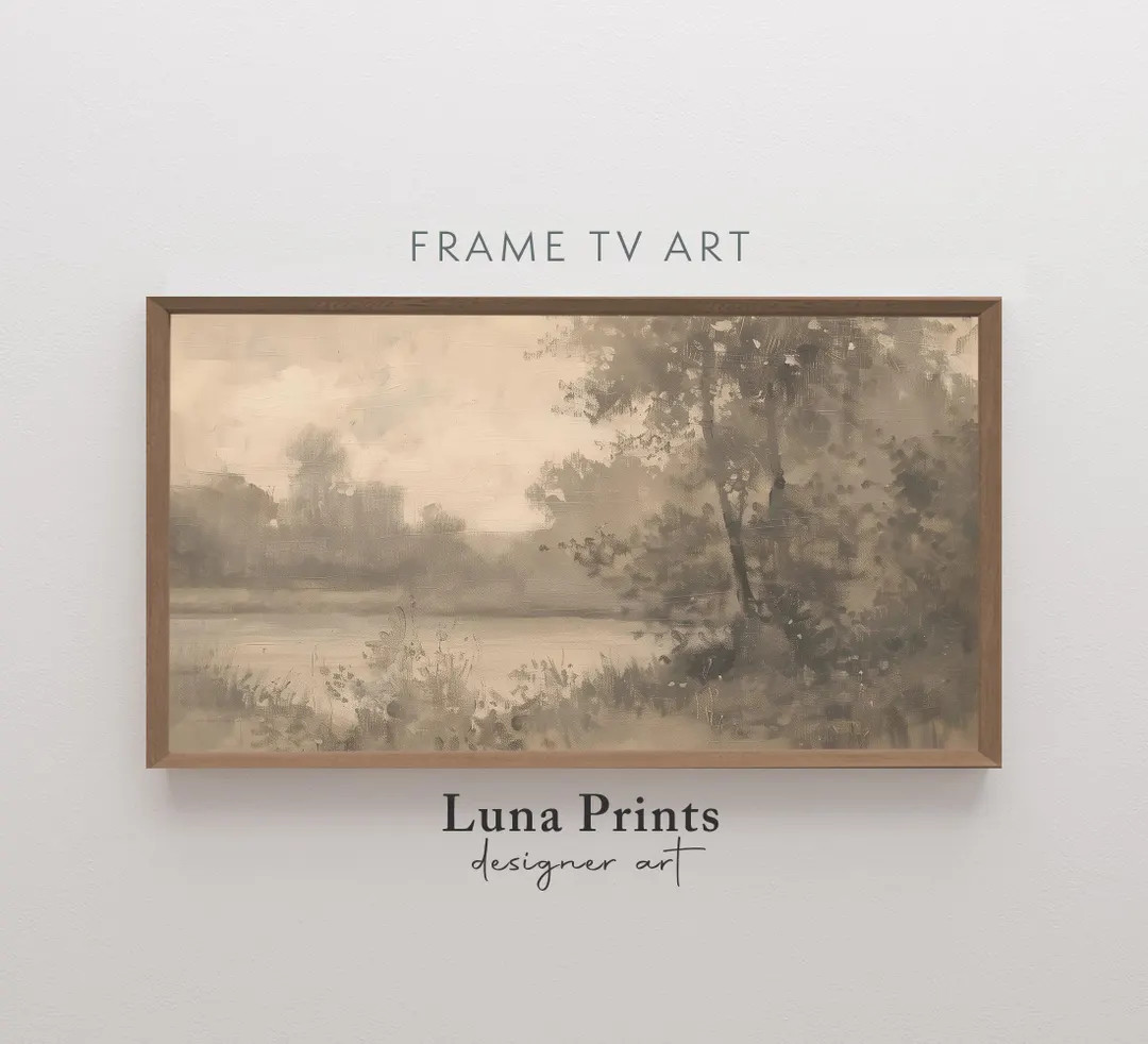 Muted Lake Landscape Frame TV Art, Neutral Vintage Landscape Art for Frame TV Screensaver, Spring... | Etsy (US)
