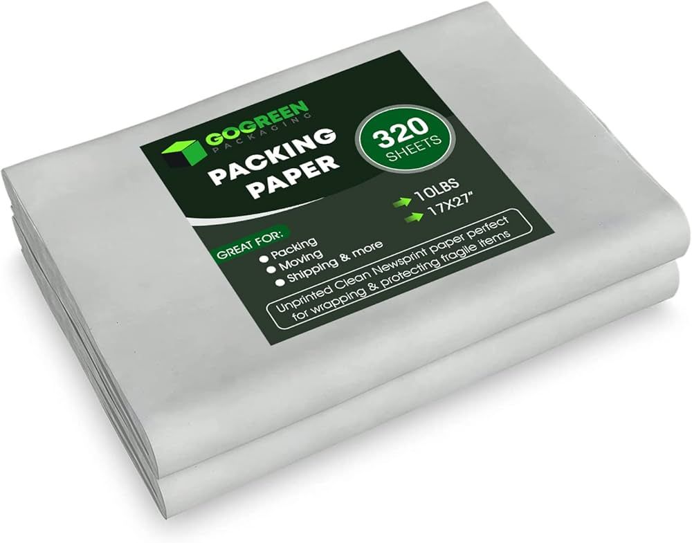 Packing Paper for Moving - 320 Newsprint Paper Sheets for packing supplies -10 lb - 17" x 27" Mov... | Amazon (US)