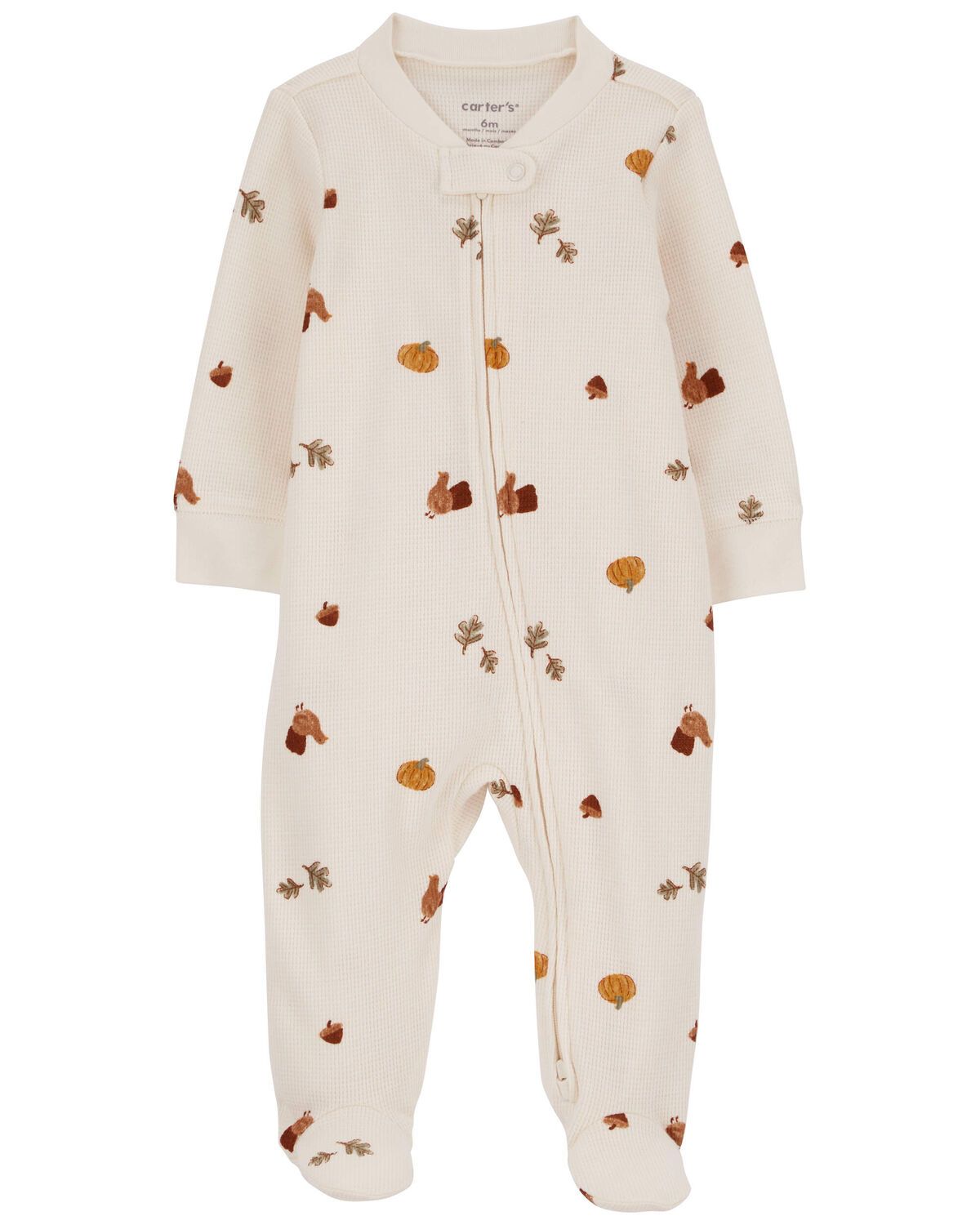 Ivory Baby Thanksgiving Zip-Up Thermal Footie Sleep & Play Pajamas | carters.com | Carter's