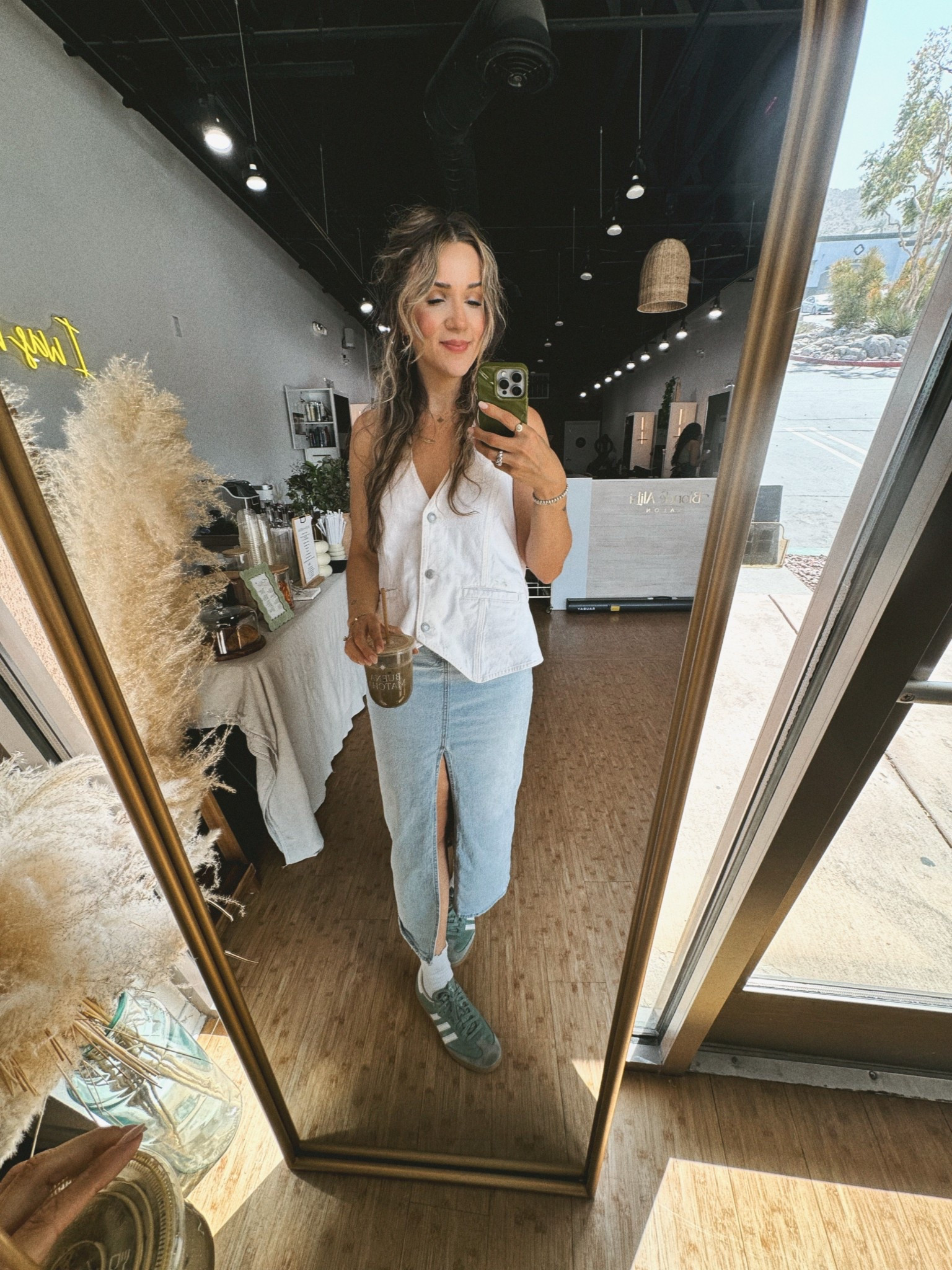 So daring to wear white at the matcha bar! Denim vest in a size M skirt size 2. 

#LTKFindsUnder100 #LTKWorkwear #LTKFestival
