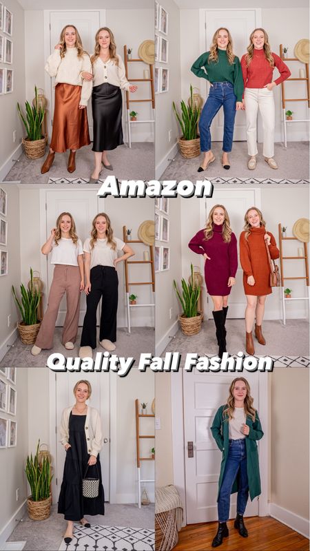 Amazon quality fall fashion
Small satin skirt
One size fits most ribbed mock necks very stretchy
S/m ribbed lounge pants
XS turtleneck dresses
#amazonfashion

#LTKstyletip