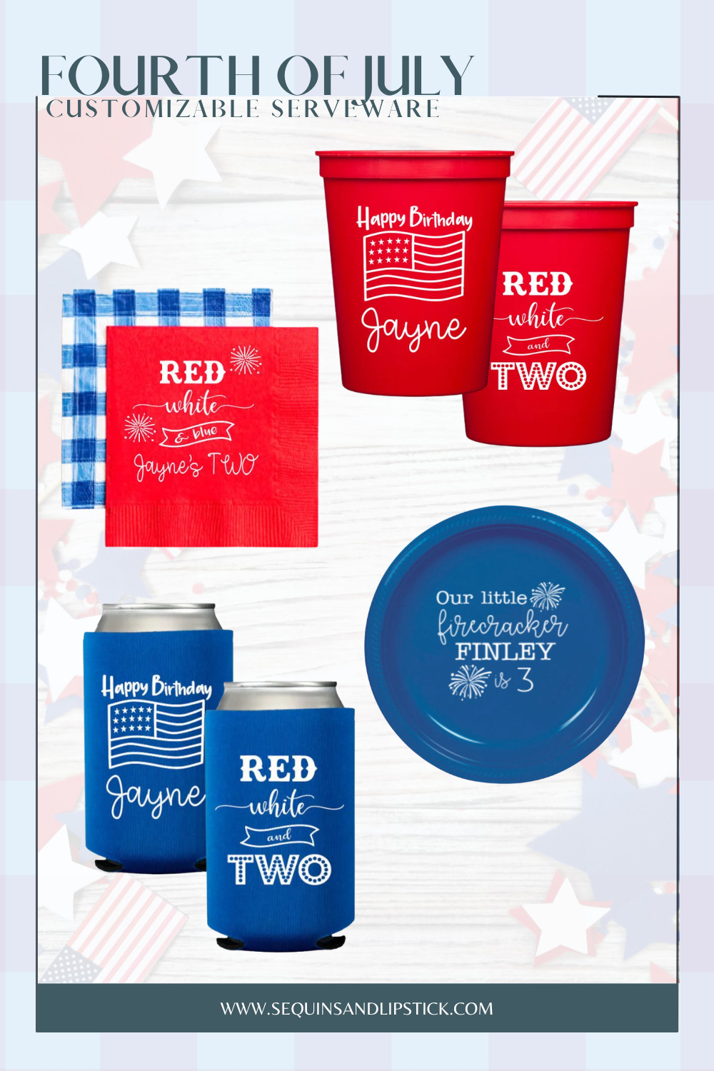 Celebrate Independence Day in style with personalized Fourth of July party supplies! From custom cups and napkins to can coolers and plates, create a festive red, white, and blue celebration your guests won't forget. 

 #LTKSeasonal #LTKHome #LTKKids