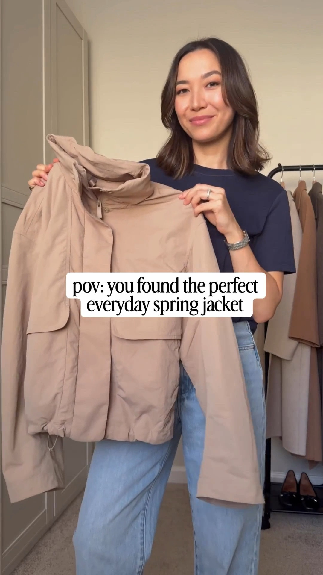 The perfect everyday casual chic spring jacket 

Lululemon always effortless evolve jacket xs 
Aritzia lodge pants xs
Aritzia arlo straight leg jeans tts
Abercrombie wide leg jeans 24 regular runs big 



#LTKSeasonal